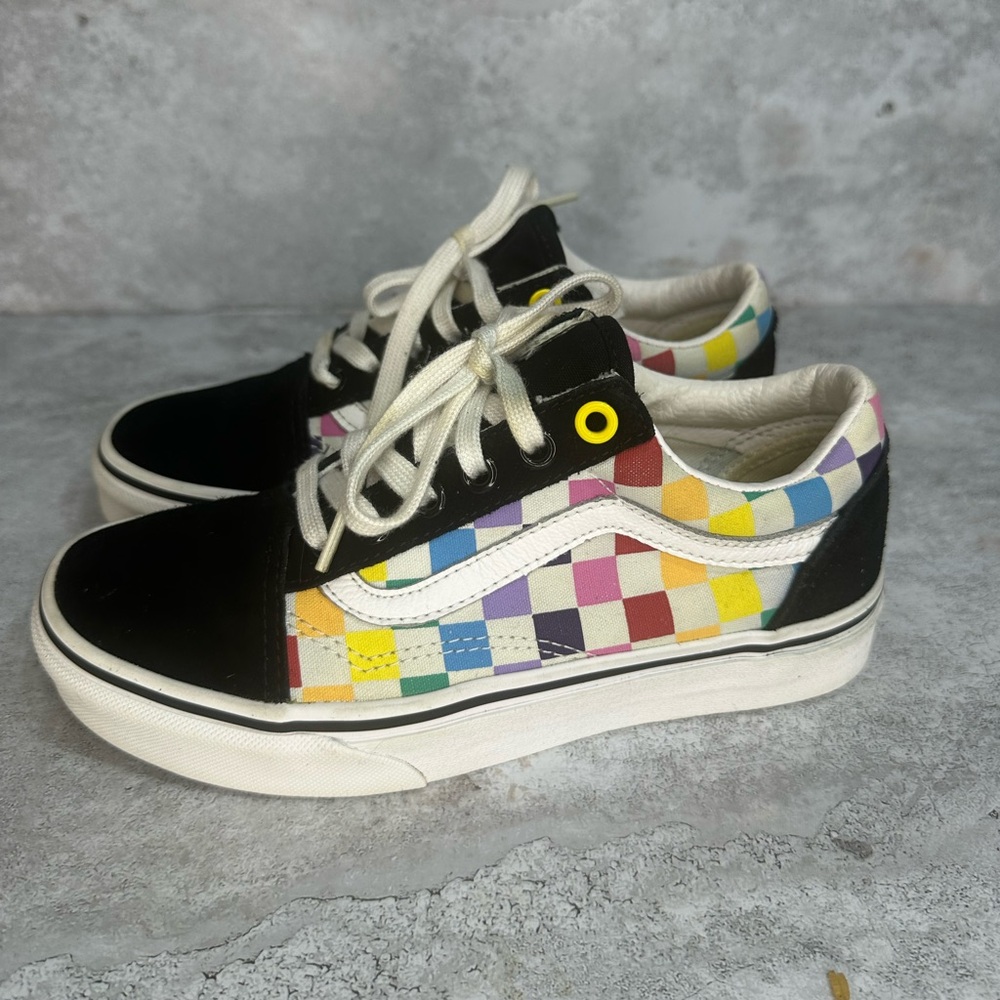VANS 721356 Old Skool Rainbow‎ Checkered Low Top Skate Shoes Men’s 4 Women’s 5.5